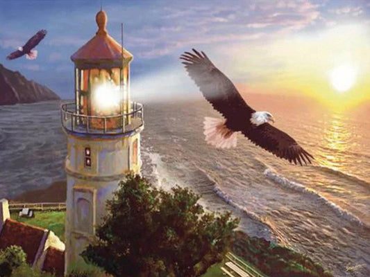 Beach Light House & Flying Eagles