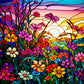 Colorful Wildflowers Stained Glass