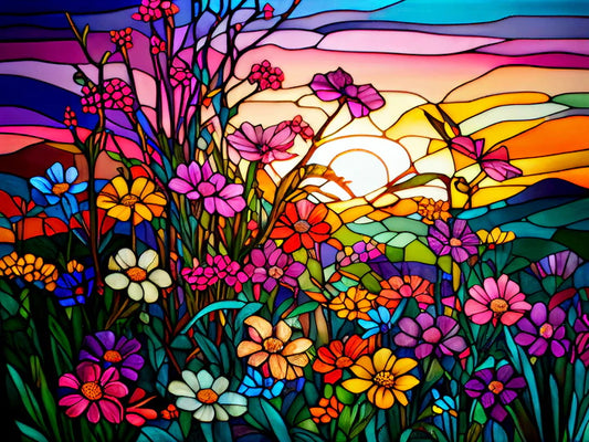 Colorful Wildflowers Stained Glass