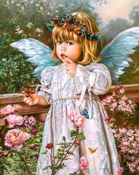Beautiful Angel Girl with Butterflies Crown