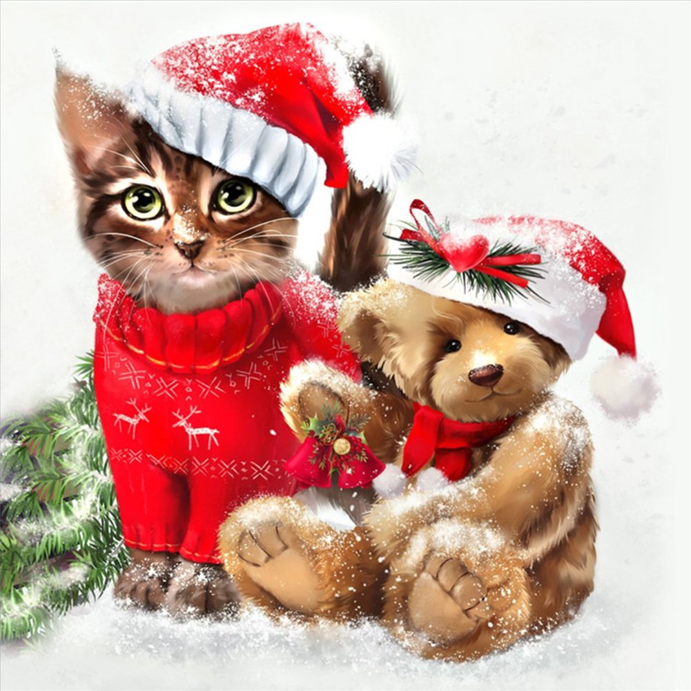 Christmas Cat and Bear