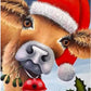 Christmas Cow wearing a Xmas hat
