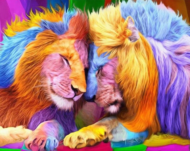 Colorful Lion & Lioness