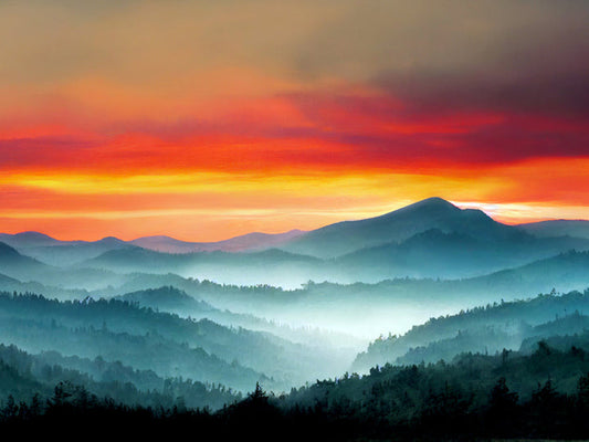Orange Sunset Smoky Mountain